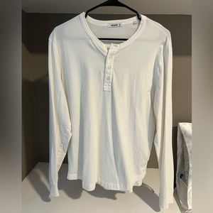 Buck Mason white henley shirt